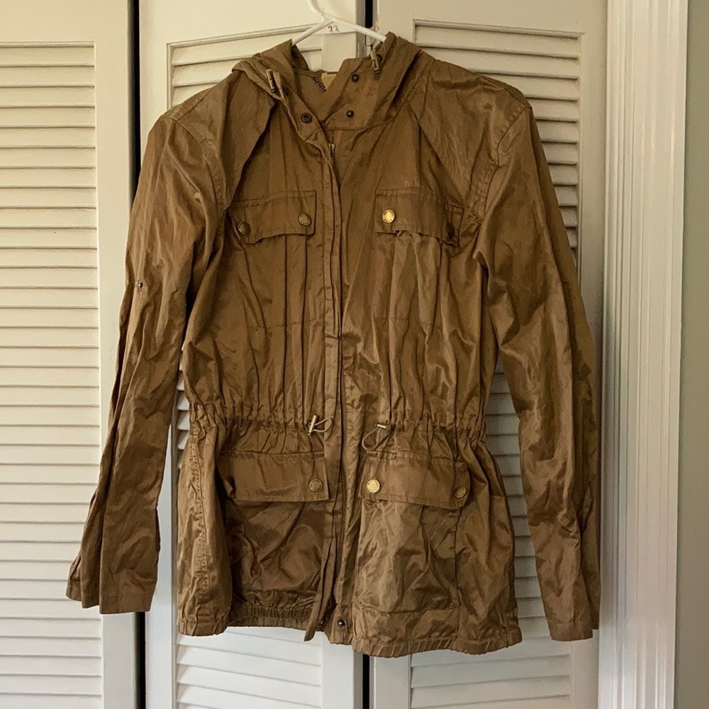 Michael Kors Gold cinch waist rain coat